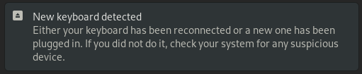 USB new keyboard notification